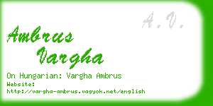 ambrus vargha business card
